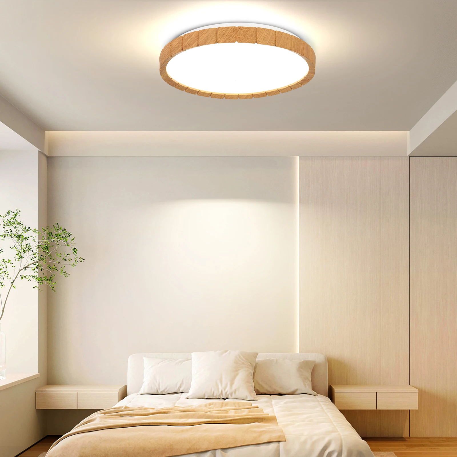 

LED Wooden Ceiling Lights for Living Room Bedroom 36W Chandeliers Solid Wood Fixture Lamps Modern Acrylic Light Home Decoration