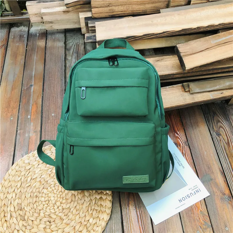 2024New Korean Large-capacity Outdoor Backpack Boys and Girls Solid Color School Bag Female Wear Oxford Cloth Student Backpack