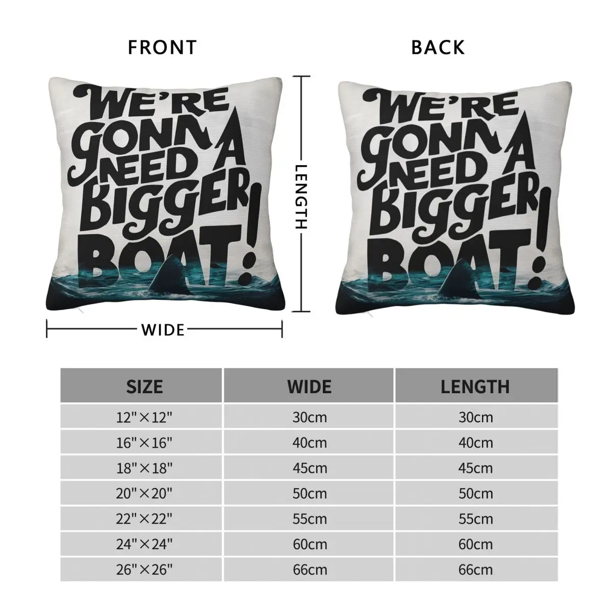 Jaws You're Gonna Need A Bigger Boat Square Pillowcase Polyester Linen Velvet Printed Zip Decorative Sofa Seater Cushion Case