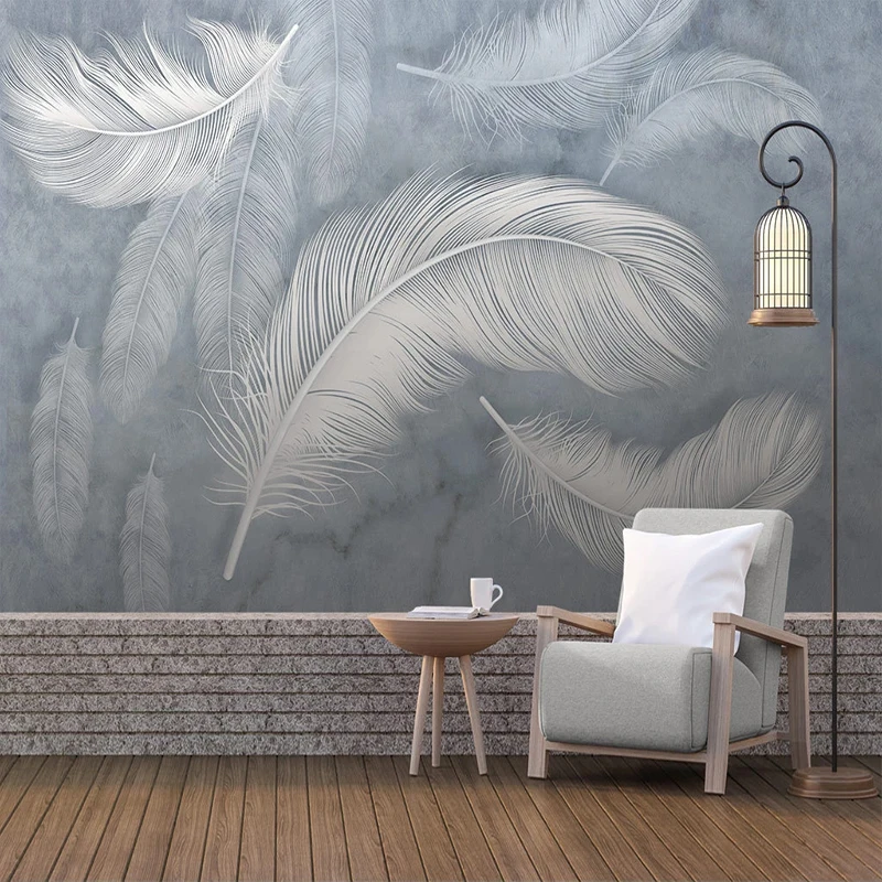 Custom 3D Hand Painted Feather Photo Wallpaper Modern Fashion Creative Living Room Bedroom Wall Art Mural Wallpapers Home Decor