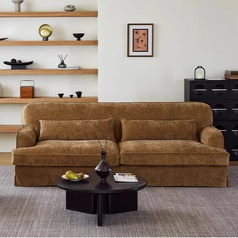 Large seat depth model sofa new lazy feather upholstered small living room