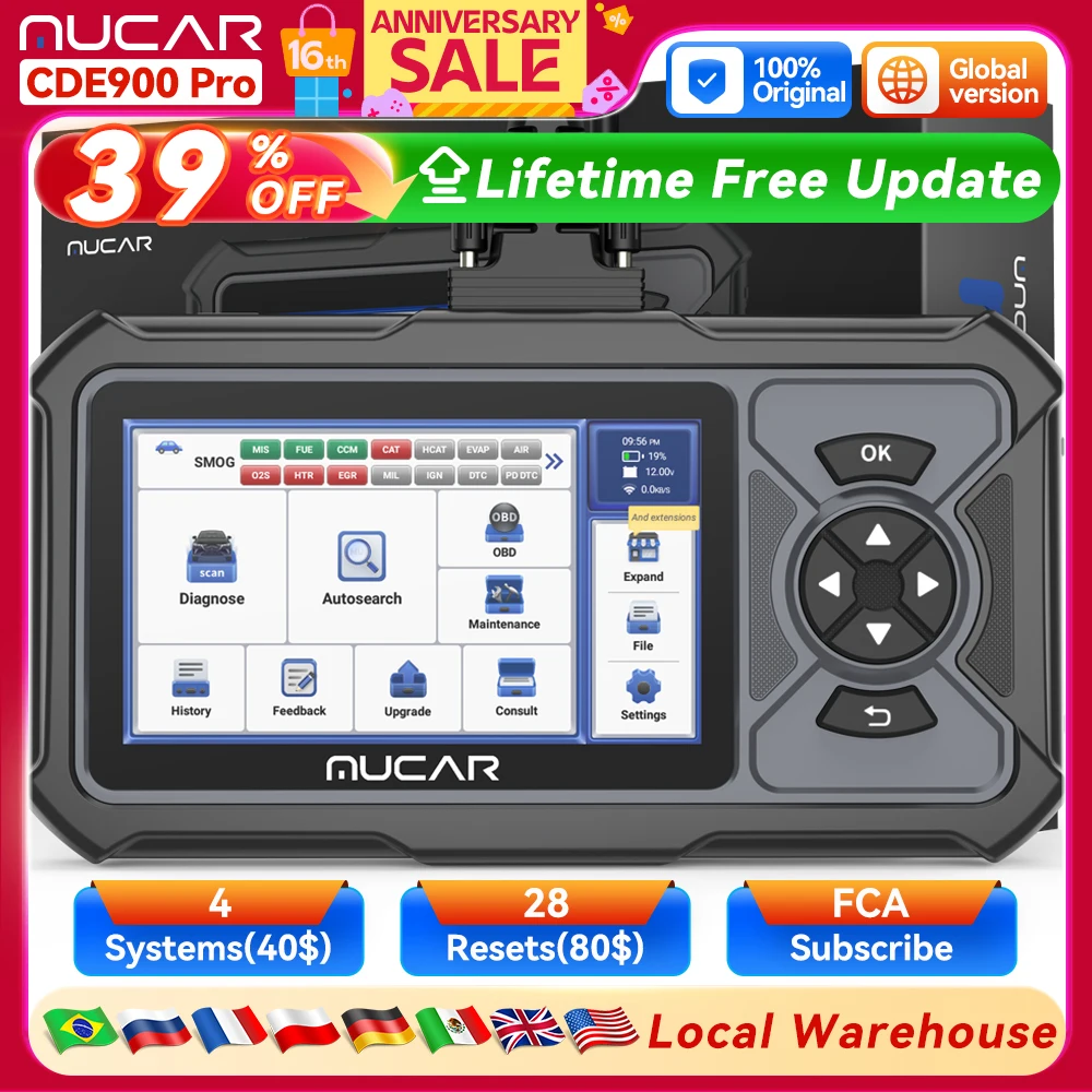 MUCAR CDE900 Pro Obd2 Scanner Auto Car Diagnostic Tools Scanner Automotive OBD Tool Code Reader 28 Reset Full System Diagnosis