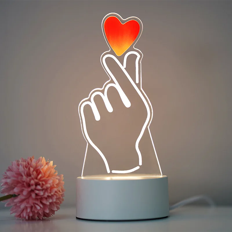 Luz de noche LED 3D roja para niños, lámpara de mesita de noche de mesa creativa, luz de oso de corazón romántico, decoración del hogar para niños, regalo de Navidad