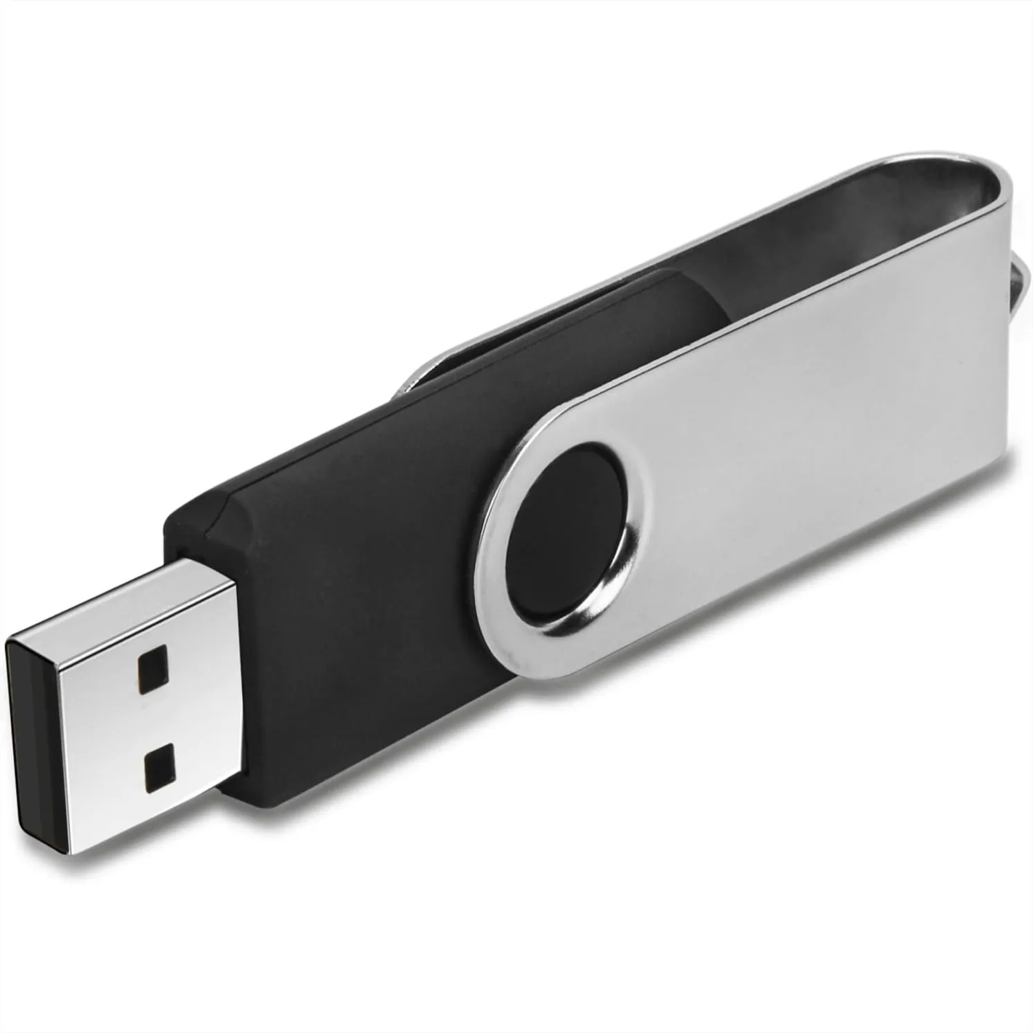 16GB USB Flash Drive with Keychain, Swivel Metal Thumb Drive for Data Storage, Photos, Music