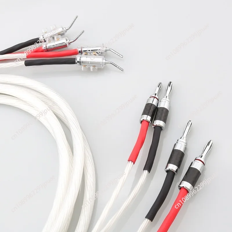 For 5N OCC Silver-plated Fever, Main Speaker Cable,  Banana Head Needle Plug Y Plug, Power Amplifier Audio Cable 2.5M view 2