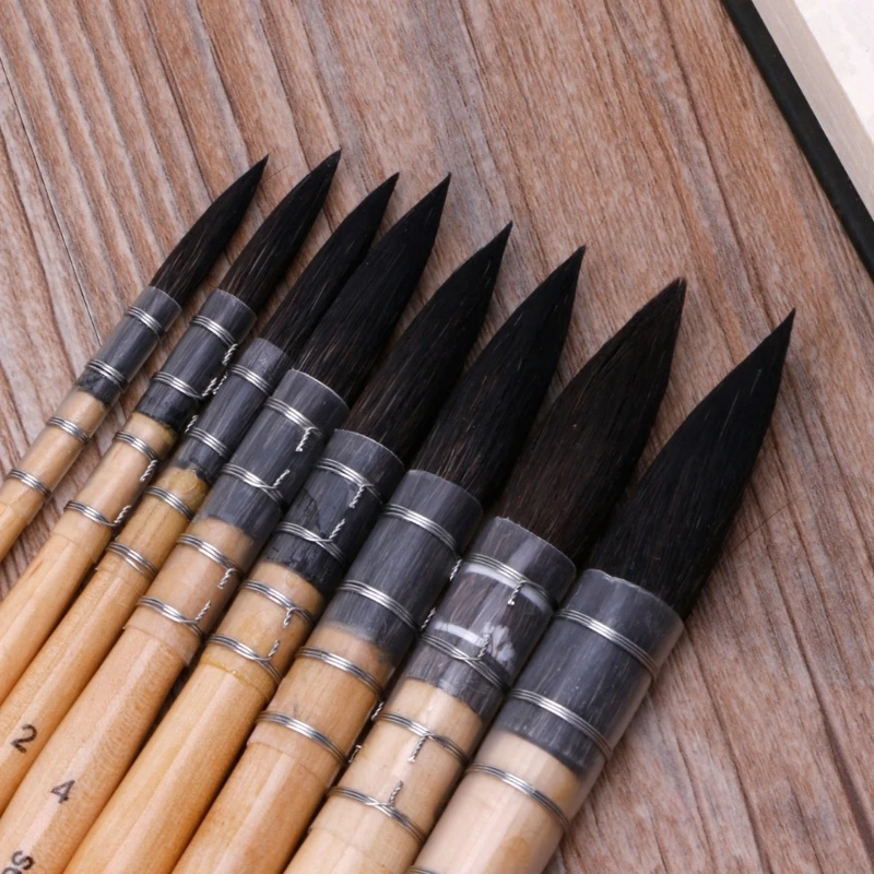 Artist Paintbrushes for Watercolor Round Squirrel Brush for Head Calligraphy Brush for Kid Beginner Student Amateur Pain