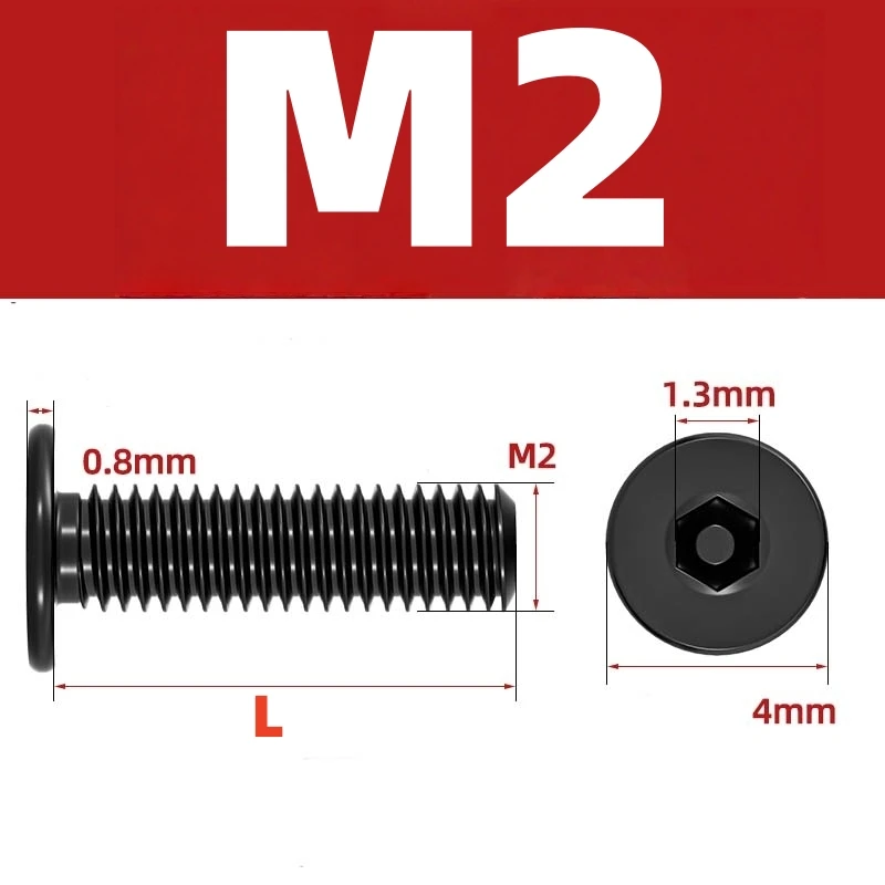M2 M3 M4 M5 M6 M8 Black 304 Stainless Steel Low Profile Socket Head Cap Screws Hex Key Bolts Ultra Thin Flat Head Allen Hexagon image 2
