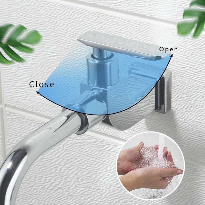 

Single Cold Bathroom Sink Faucet Wall Mounted Lavatory Vessel Sink Faucet Modern One Handle Vanity Sink Faucet Chrome
