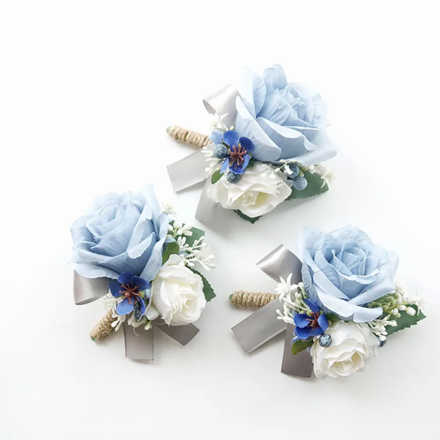 Pulso flor Corsage para noiva e noivo, suprimentos do casamento, noiva dama de honra mão flor, irmã mão flor