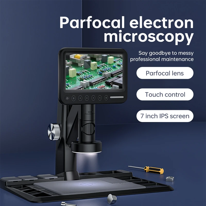 Imagem -02 - Microscópio Digital com Led Parfocal Lens 1600x 12mp Tela hd Lupa Manutenção Workbench Ferramentas de Reparação Conecte pc Controle Remoto