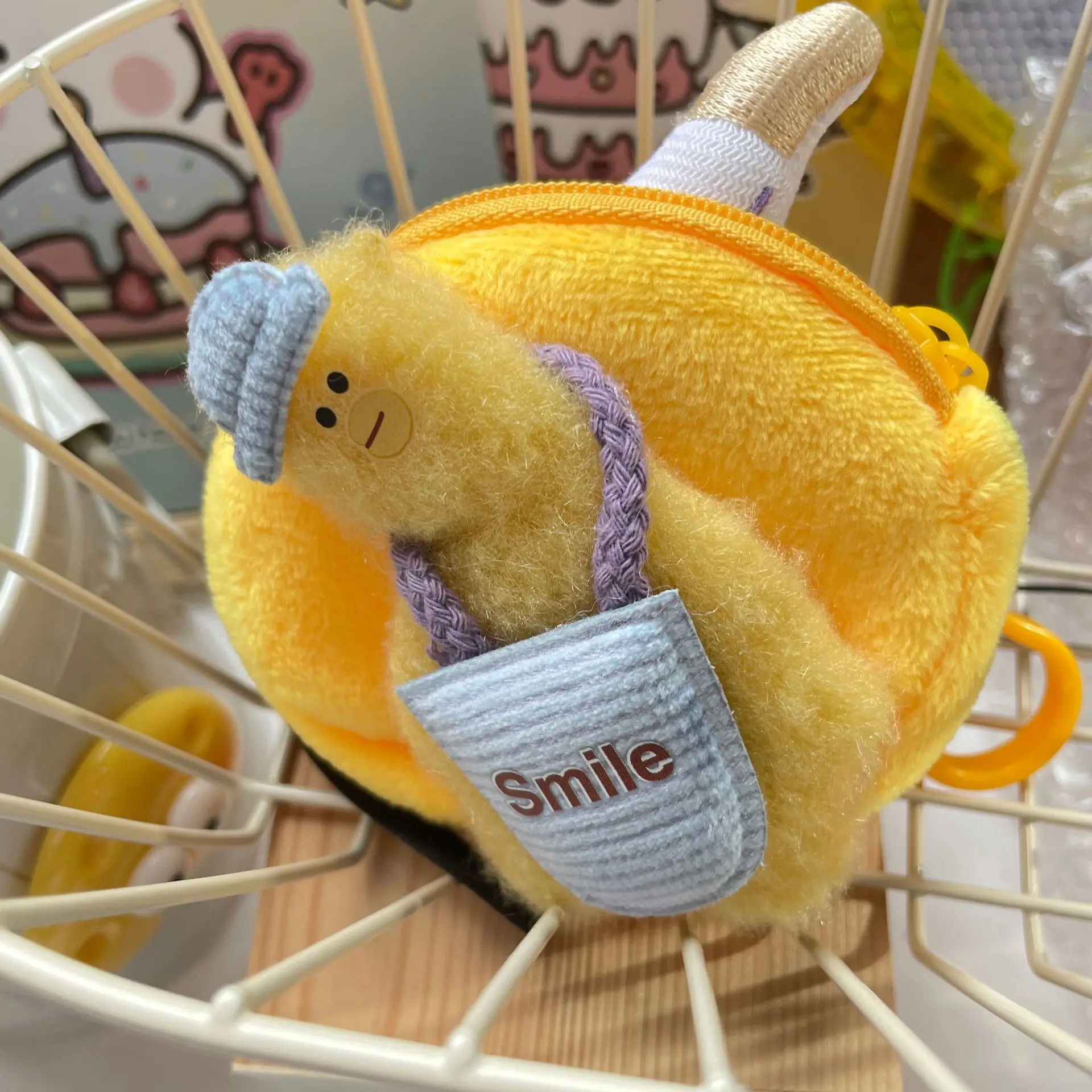 かわいい漫画ぬいぐるみ生地小銭入れ航空会社スタッフペンダントミニジッパーソフトで快適なカードバッグ