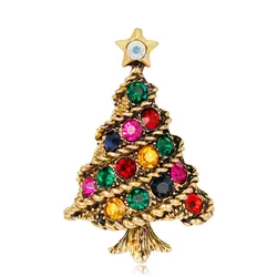 Stylish Ladies Christmas Tree Brooch, Alloy Zircon Corsage Accessories