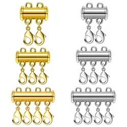 2pcs  Multi Strand Necklace Layer Lobster Clasp Slide Magnet Tube Connector Locks
