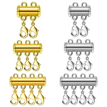 2 stks Multi Strand Ketting Laag Karabijn Schuifmagneet Buis Connector Sloten