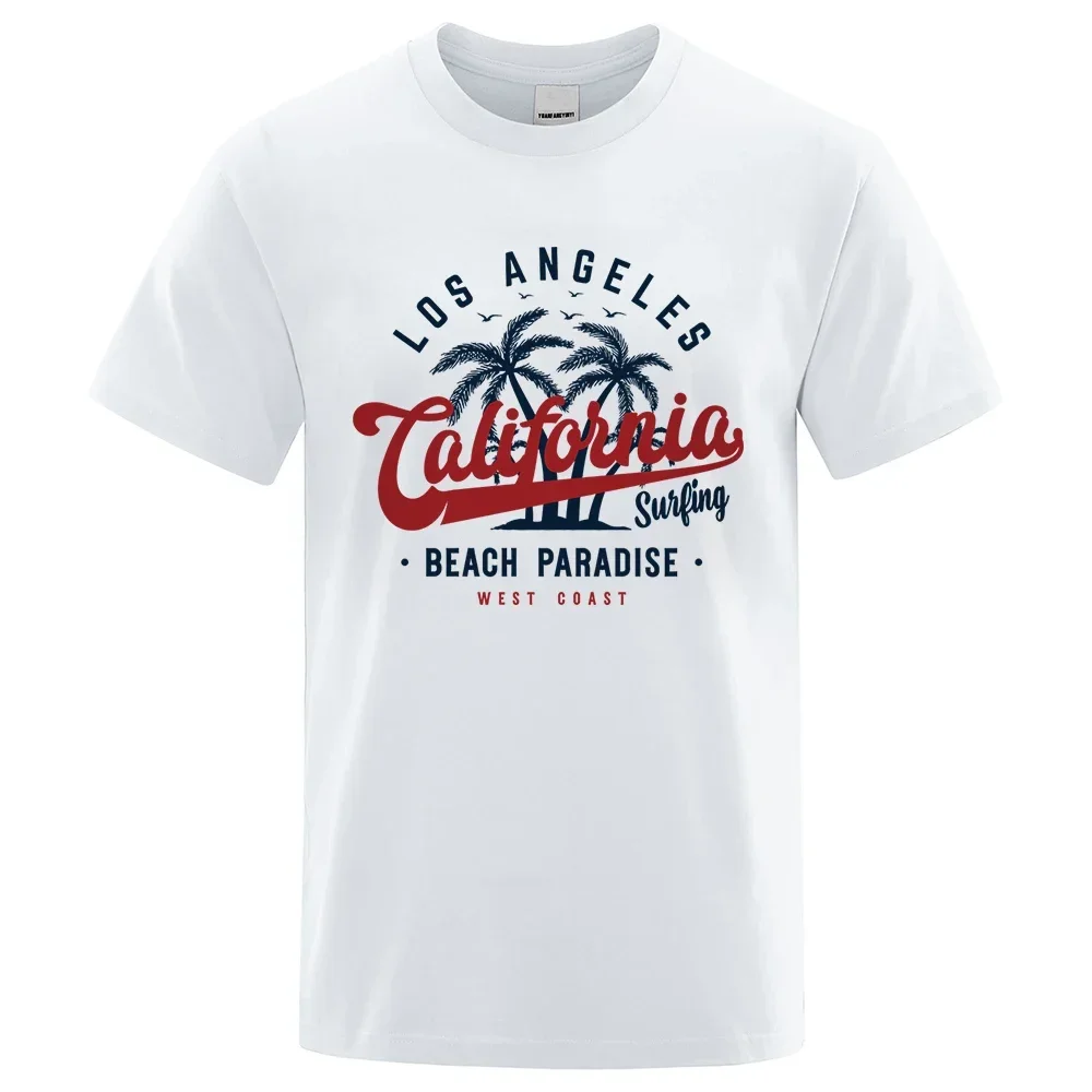 San Francisco California Beach Paradise Men Tops Fashion Crewneck T Shirt Cotton Summer T-Shirt Breathable Oversize Clothes 2024