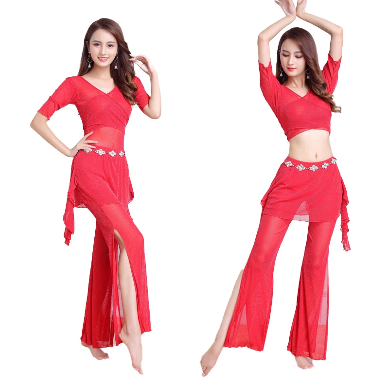 Belly Dance Trousers Set Practice Clothes Oriental Performance Fashion Costume Stage Dance Indian Pants suit Pantaloni Danza