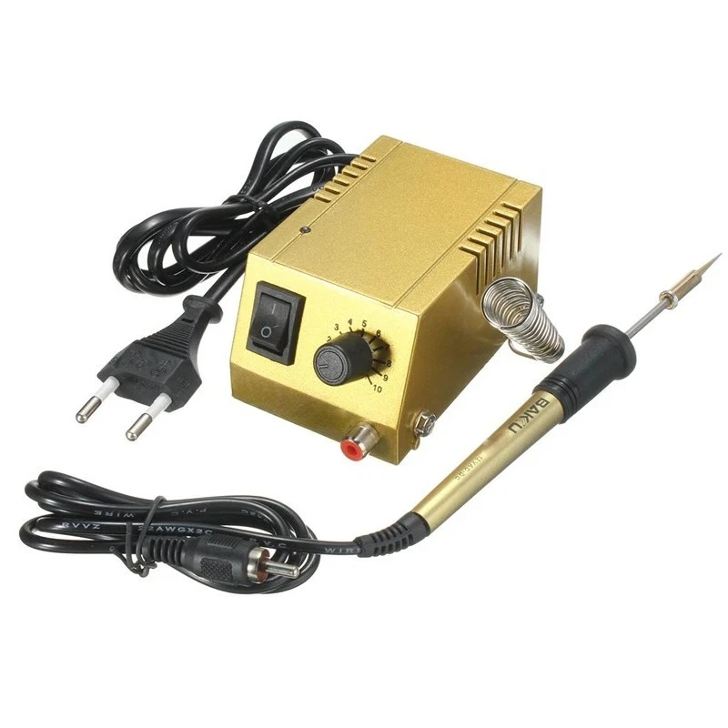 BK-938 220V 18W Adjustable Mini Soldering Station Solder Iron Heating Iron Gold Electric Shock Proof Soldering Stations