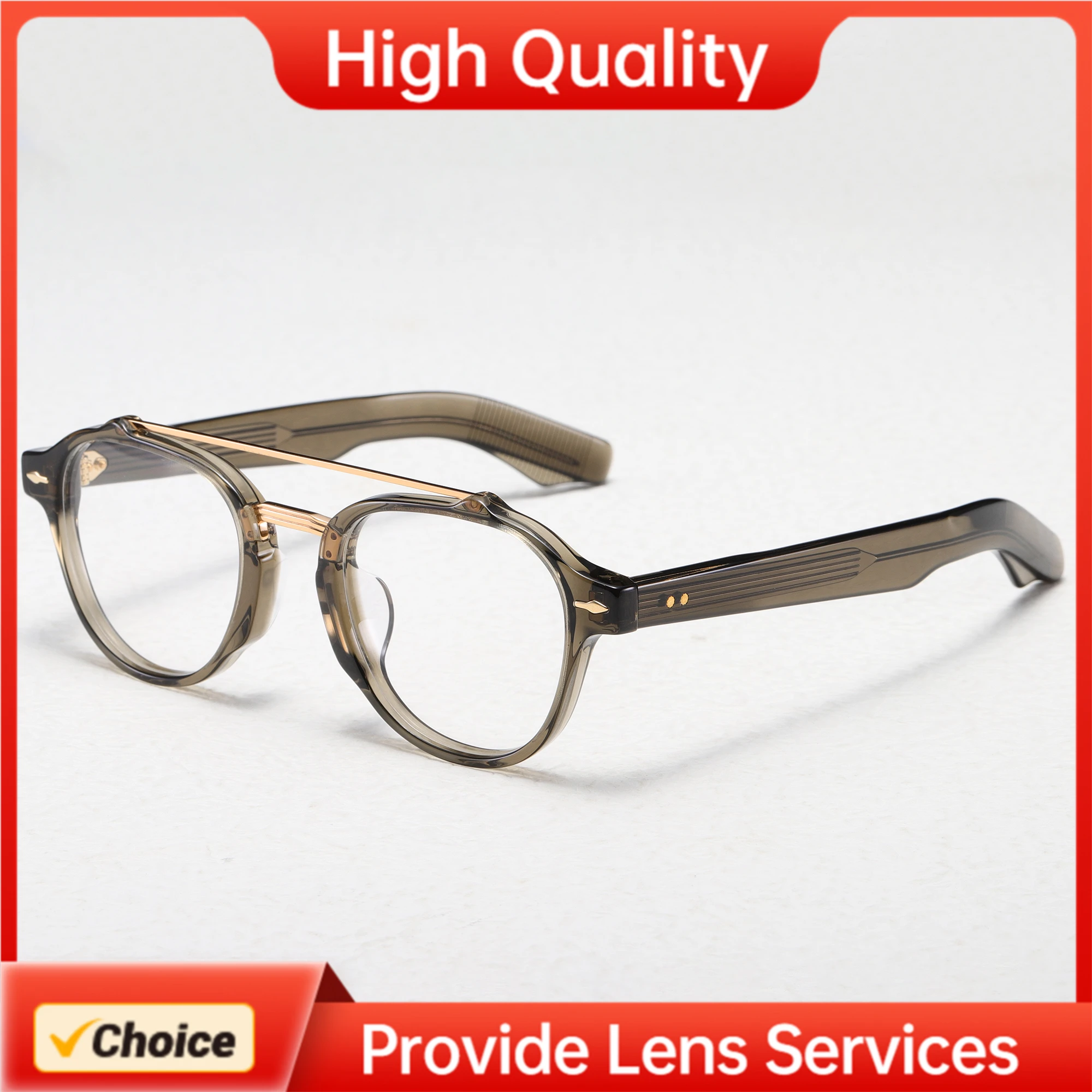 Global Trade High Quality Double Beam Jacques Glasses Frame Round Acetate Eyeglasses Frame for Marie Men Women JMM68RX