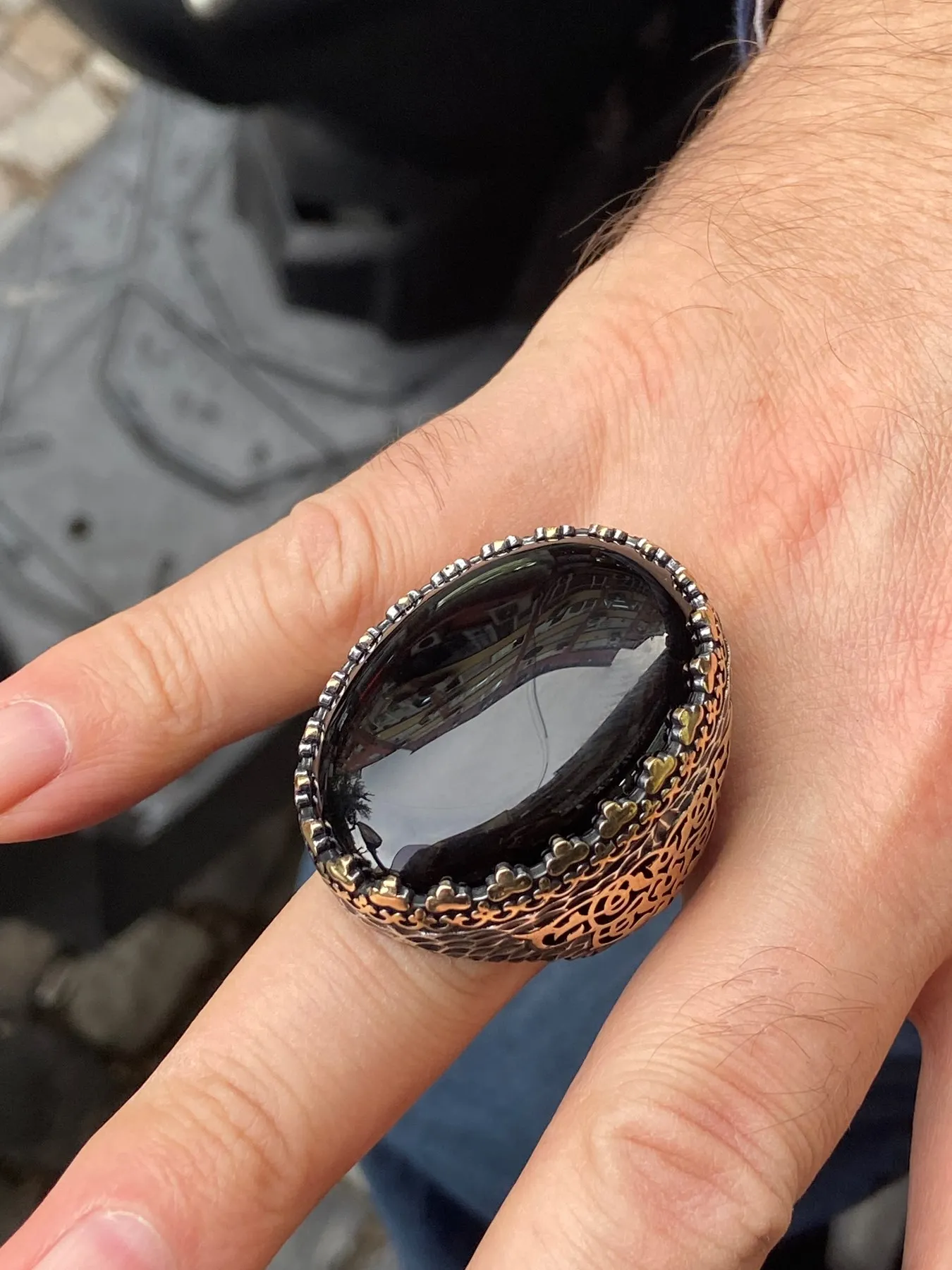 Mens Handmade Ring , Large Black Onyx Gemstone Ring, Turkısh Handmade Men Sterling Silver Ring, Ottoman Jewelry , 925k Sterling