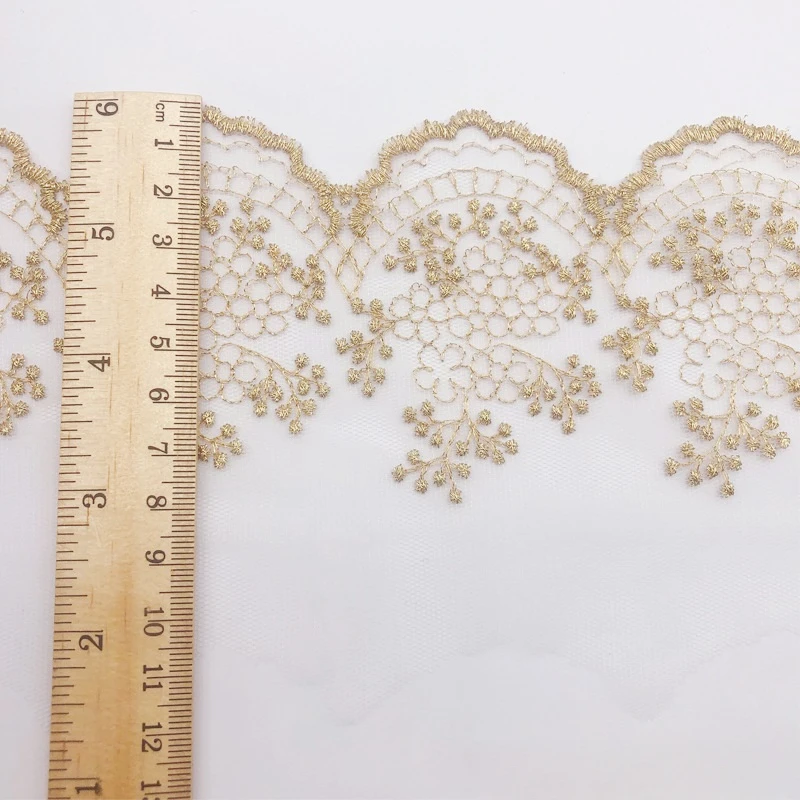 2 Yards Delicate Gold Flower Lace Trim for Sewing DIY Garment Accessories Handmade Lace Decoration Materials Fabric
