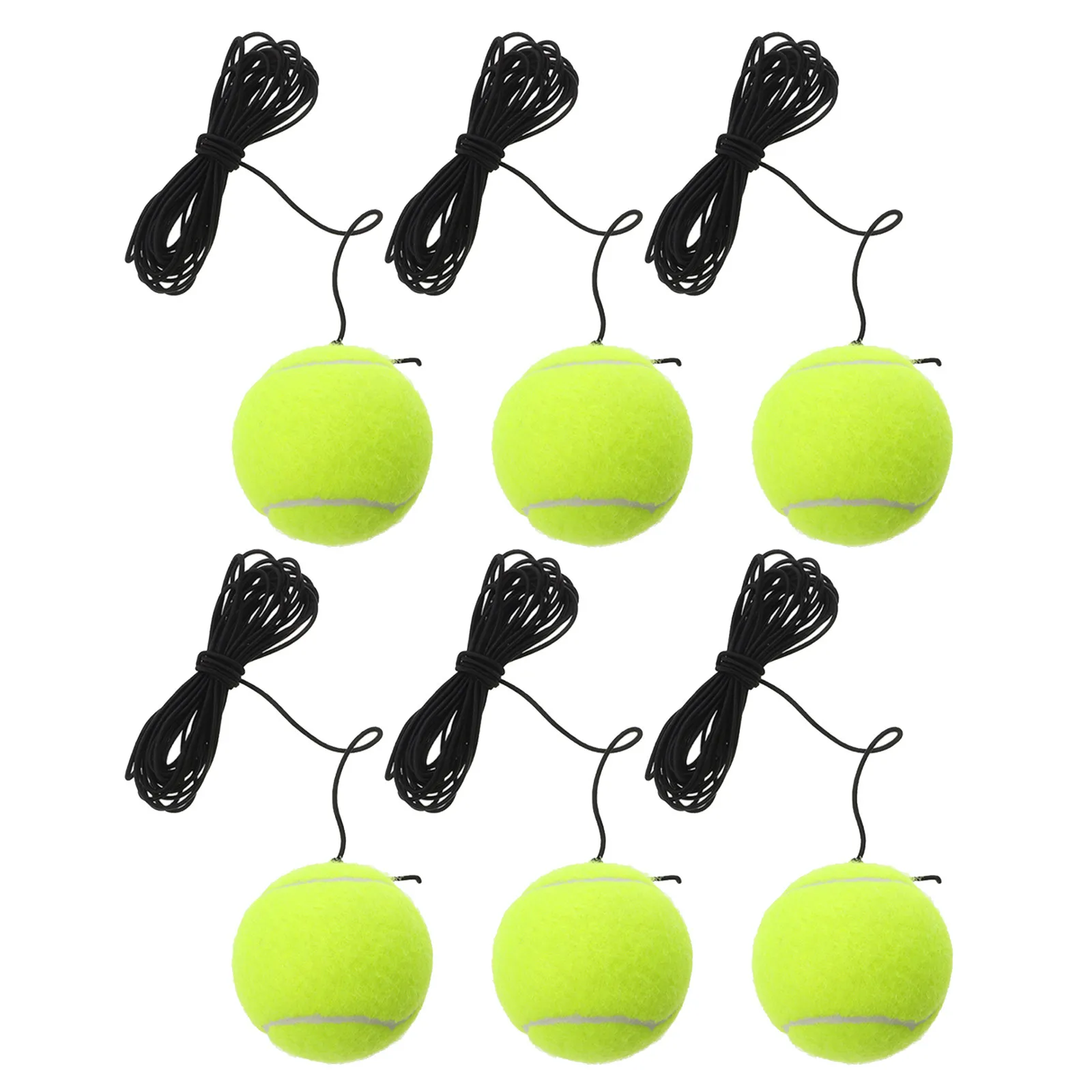 

6Pcs Elastic Rope Tennis Rebound Ball Training Kit Tennis Trainer Single Player Practice Set for Beginners Home Outdoor