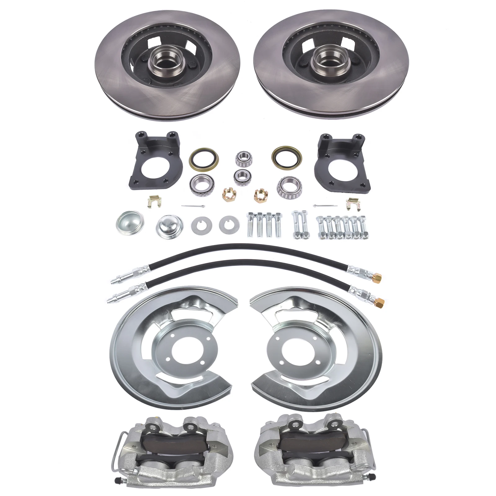 AP03 Power Front Disc Brake Conversion Kit for Ford Mustang 1964 1965 1966 1967 V-8 Drum Brake Spindles with 4 Piston Calipers