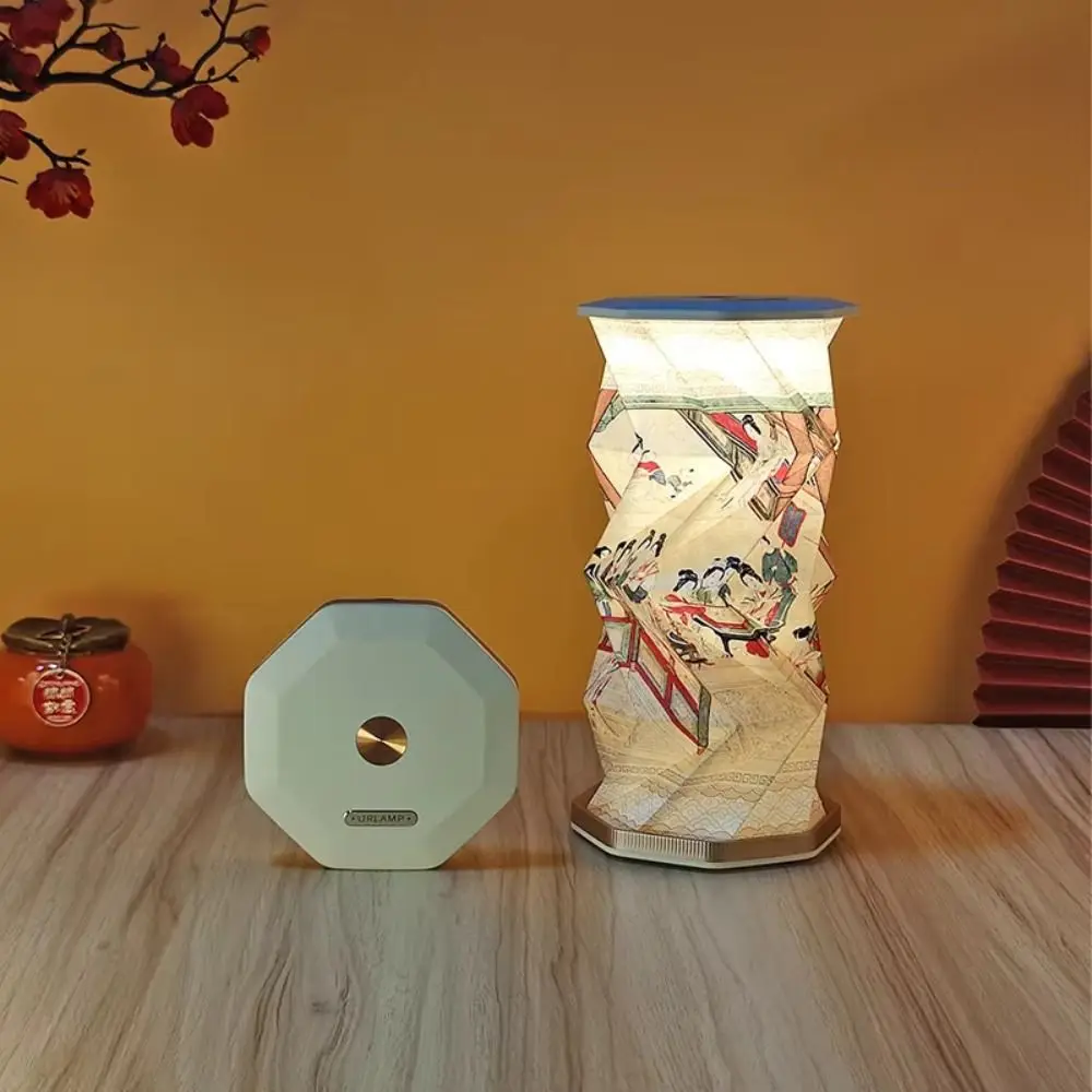 Small Gift Ultra Thin Portable Desk Light Creative Cultural Foldable Paper Latern Atmosphere LED Touch Night Light Decor