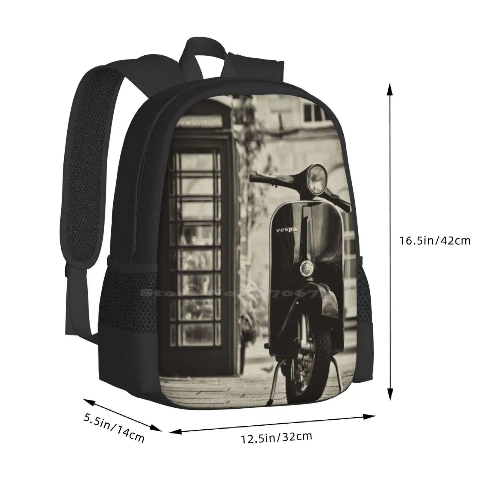 Mochila escolar para ordenador portátil, bolsa de viaje con diseño de patrón de moda clásica para Primavera 1978, Scooter azul icónico Smallframe