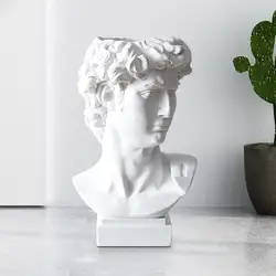 Greek Statue of David Vase, Indoor and Outdoor Resin Flower Pot, Sculpture Brush Holder Bust, Art Decoration Sculpture