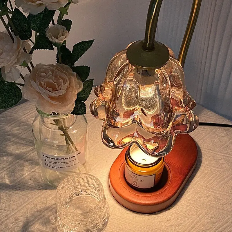 

Лампа для ароматерапии, настольная лампа, прикроватная лампа для спальни, аромат лампы для плавления свечей, без огня, маленькая с регулируемой яркостью