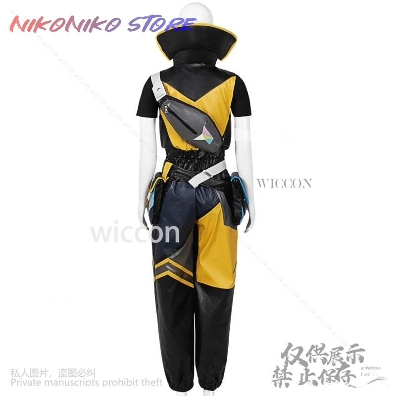 Waylay 코스프레 Anime Game VALORANT Costume Sexy Yellow Black Jumpsuit Uniform Wigs Props Shoes Set Y2K Punk Girls 코스프레