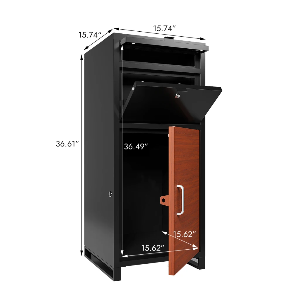 Outdoor Parcel Drop Box, Courier Locker with Mechanical Lock,Floor Standing Parcel Locker, Size 36.6'' x 15.75''x 15.75''