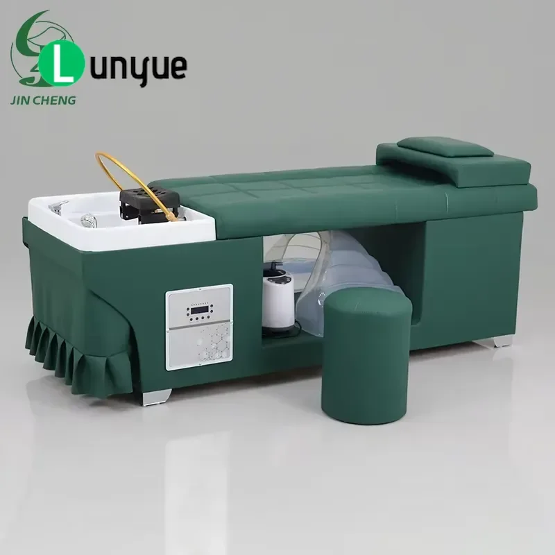 Professional Modern Luxury Shampoo Bed Adjustable Height Backrest PU Leather Thai Massage Spa Function For Hair