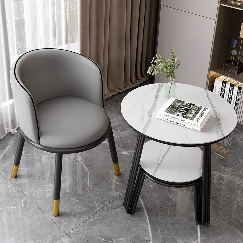 

Balcony leisure table and chair milk tea shop table and chair three-piece tea table and stool home backrest reception just with