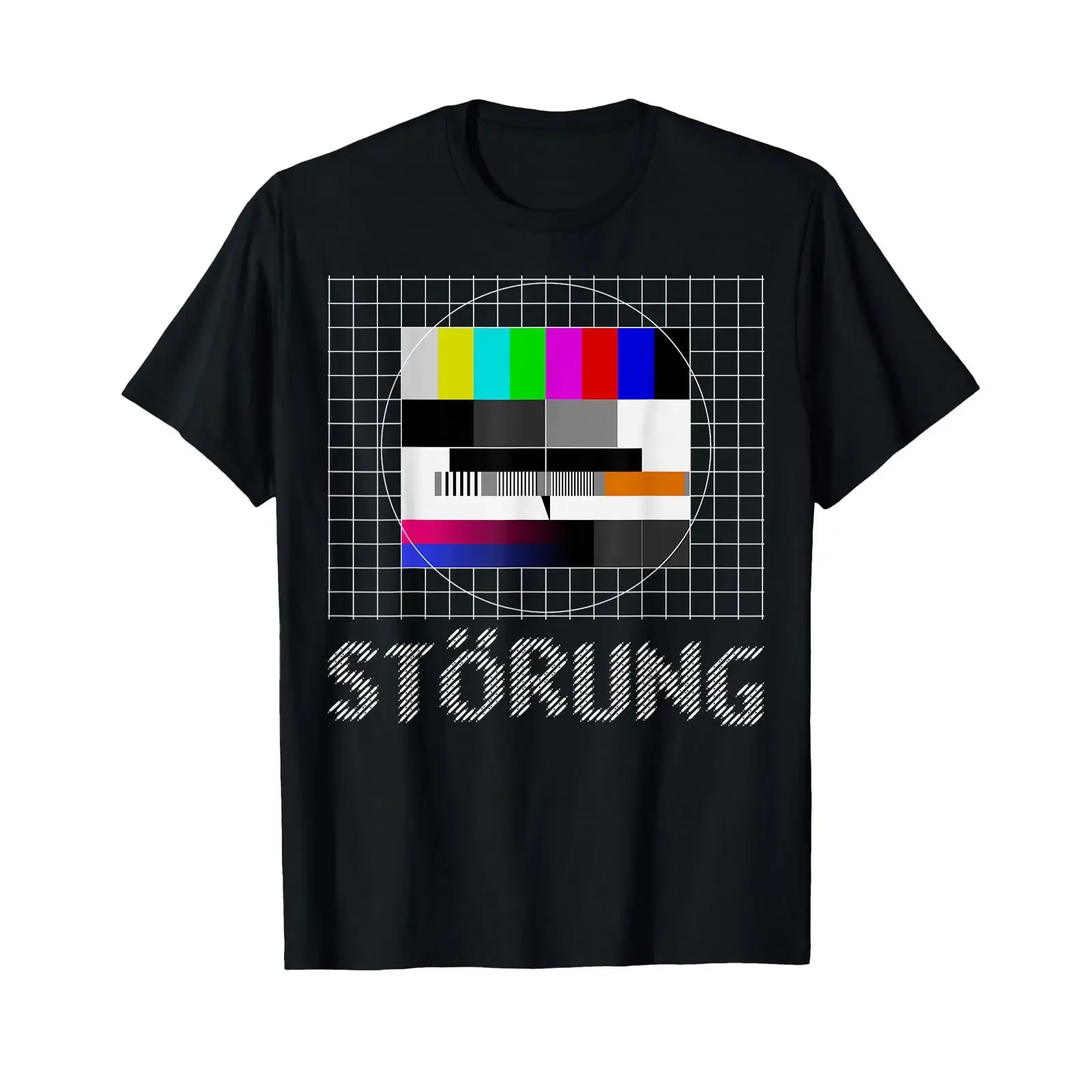 Test pattern interference Vintage Retro T Shirt vintage Washed Top For Everyday Wear Breathable Slightly streetwear homme