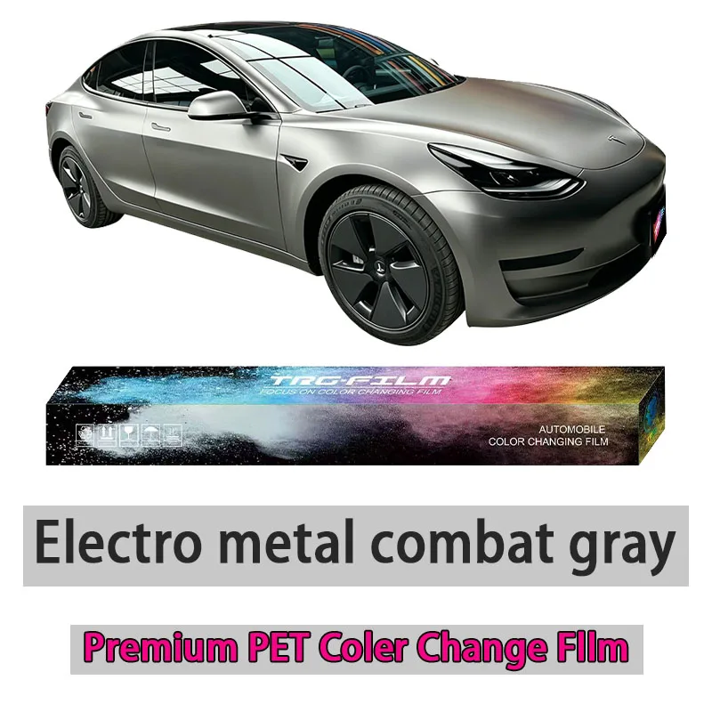 TRG film high-quality vehicle color changing film: Electro metallic combat gray matte PET vinyl film - original car paint series
