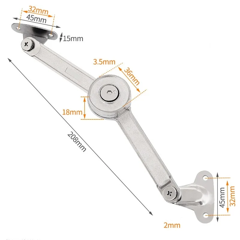 1/2pcs Hydraulic Randomly Stop Hinges Kitchen Cabinet Door Adjustable Polish Hinge Furniture Lift Up Flap Stay Support Hardware