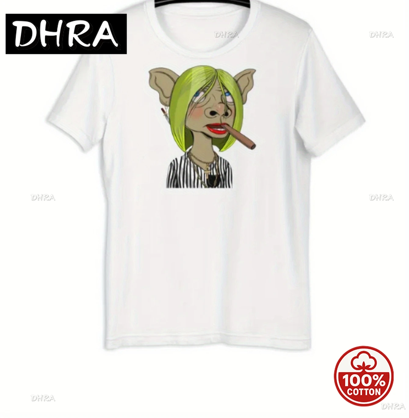 

Women's Retro Y2K Pattern T-shirt 100% Cotton Short Sleeve Round Neck Cartoon Character and Letter Print, Casual Top Streetwear