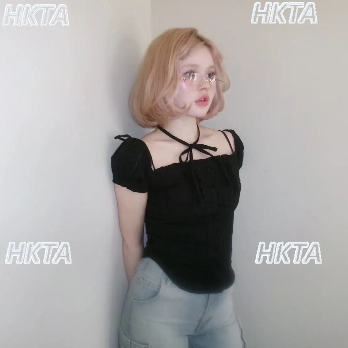 Japońska Słodka Bluzka z Krótkim Rękawem, Sznurowana z Przodu, Zapinana na Klamrę, Dopasowana, z Kwadratowym Dekoltem, Letnia Biała Koszula Damska Camisas