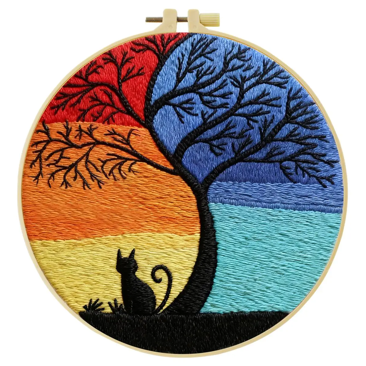 1 Stück 20X20CM/15X15CM 7,87/6,3 Zoll Baum-Stickerei-Starter-Kit DIY-Kit DIY-Stickerei-Set Handarbeiten Malerei Nadelkunst – Detail 1