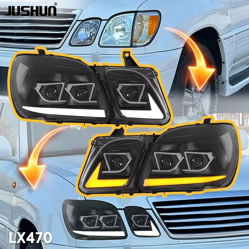 LED Car Headlights Fit Lexus LX470 98-07, Upgrade Complete Headlamp, Plug And Play Auto Mod Accessories