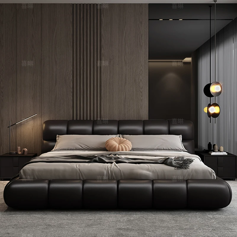 

Italian Bedroom Bed Puff Minimalist Double Leather Bed Storage Nordic Upholstery Cama De Lujo Para Dormitorio Bedroom Furniture