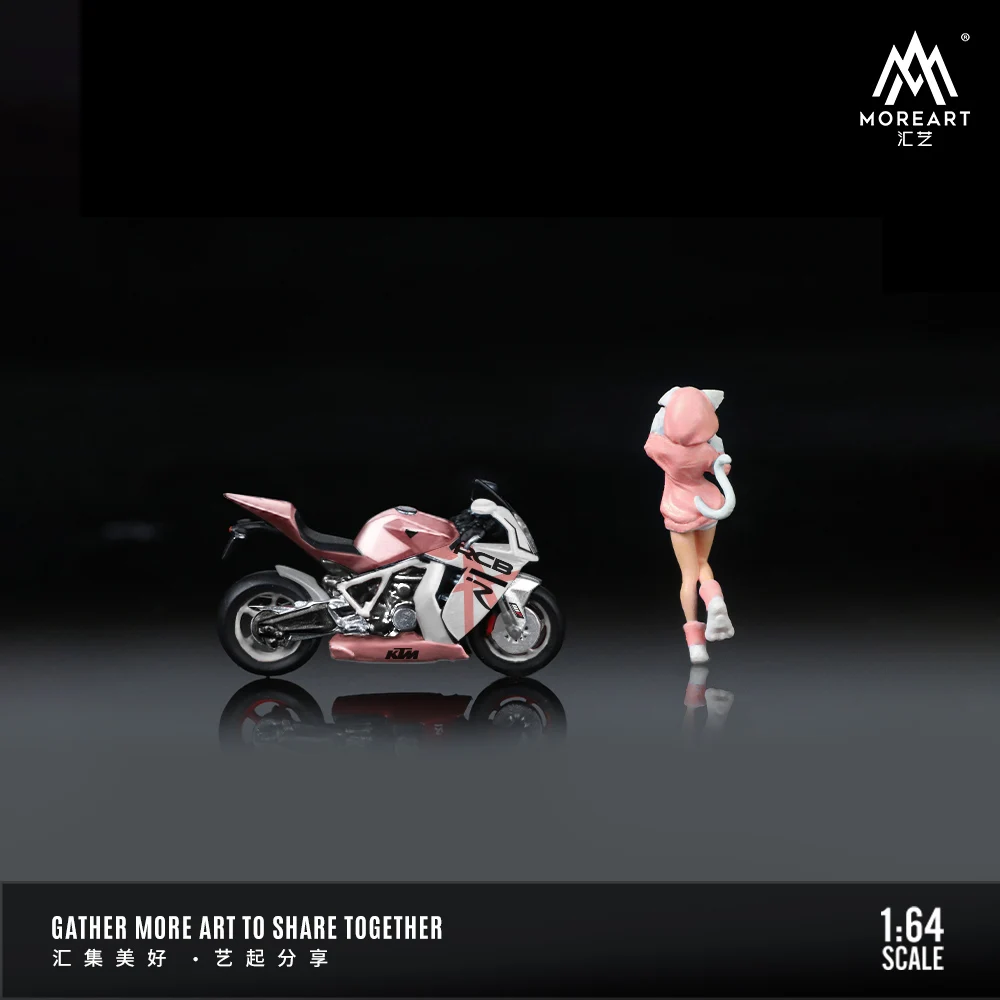 MoreArt 1/64 KTM1190 Conjunto de boneca de resina rosa para motocicleta