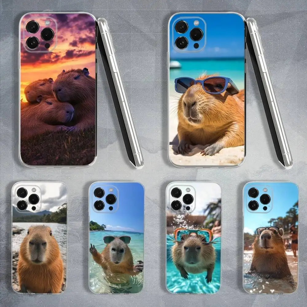 

Funny Animal Capybara Cute Phone Case For iPhone 16,15,14,13,12,11 Pro,Max,Plus,X,XS,XR,SE,Mini Transparent Soft Cover