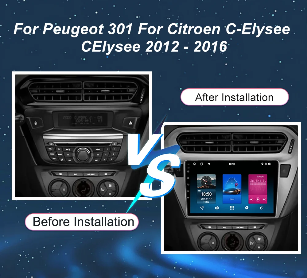 Android 15 Carplay For Peugeot 301 for Citroen C-Elysee CElysee 2012 - 2016 Auto Radio Stereo GPS Navigation Multimidia Player