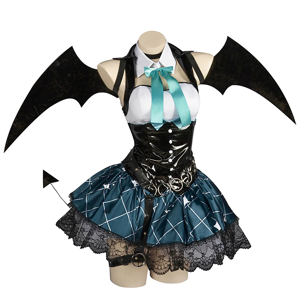 

Demon MMIIK Cosplay Costume With Wing And Tail Jirai Kei Younger Fashion Suit Rascal Little Devil Full Set Woman Halloween Party