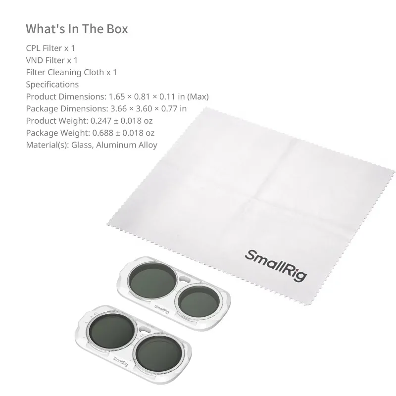 SmallRig Filter Kit for Insta360 Luna Ultra with CPL / VND Filter Filter Case Magnetic Quick Mount Optical Glass 6986 6987