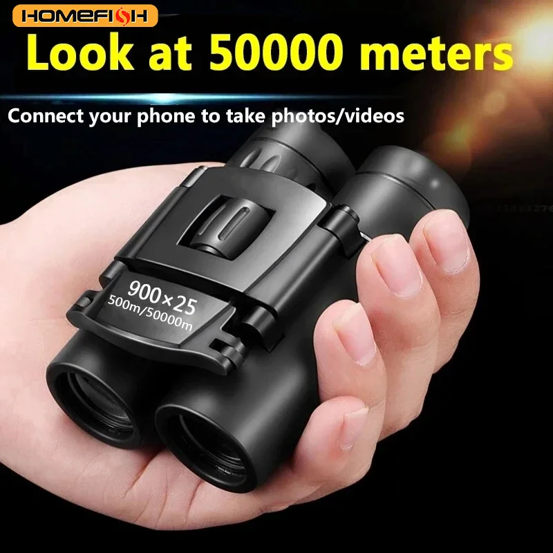 

HOMEFISH 900x25 HD Zoom портативный мощный бинокль дальнего действия BAK4 телескоп Jumelles складной бинокль при слабом освещении для охоты