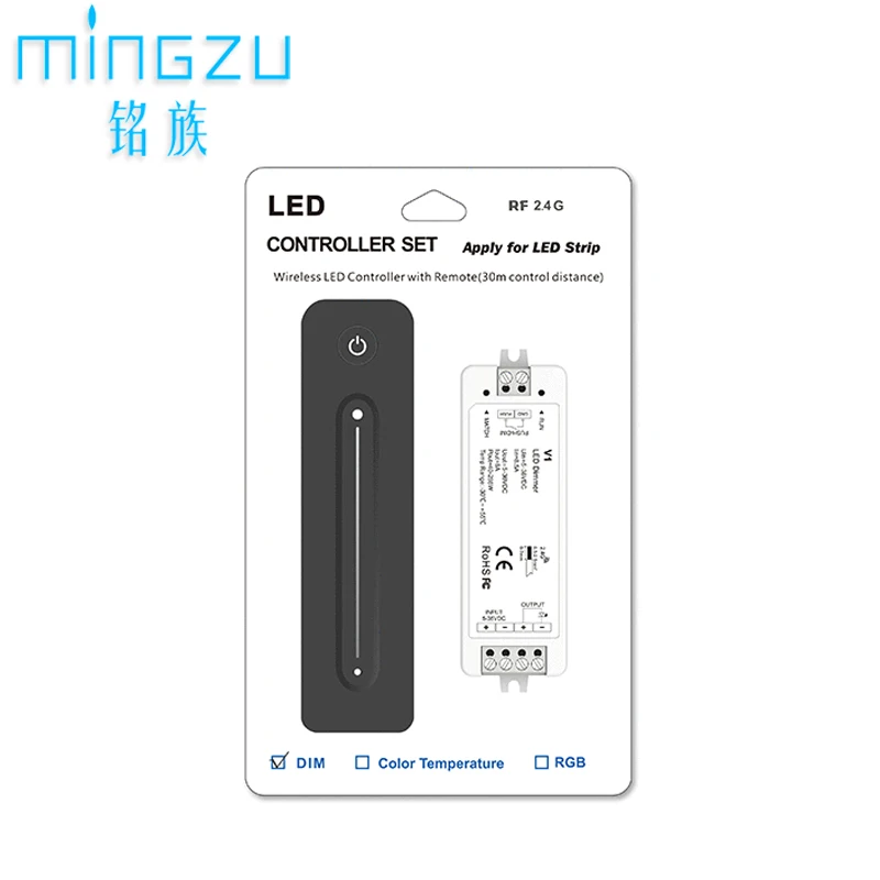 

LED Controller Set V1+R11 Single Color Brightness RF 2.4G Wireless Remote Control 1 Key Touch LED strip light dimmer controller