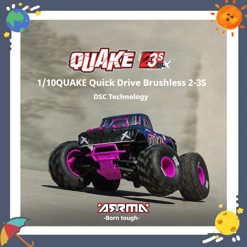 

Arrma 1/10 Quake Remote Control Electric RC Car Rear Wheel Drive Brushless 2-3s DSC Off-Road Vehicle Strong Power Toy for Boys